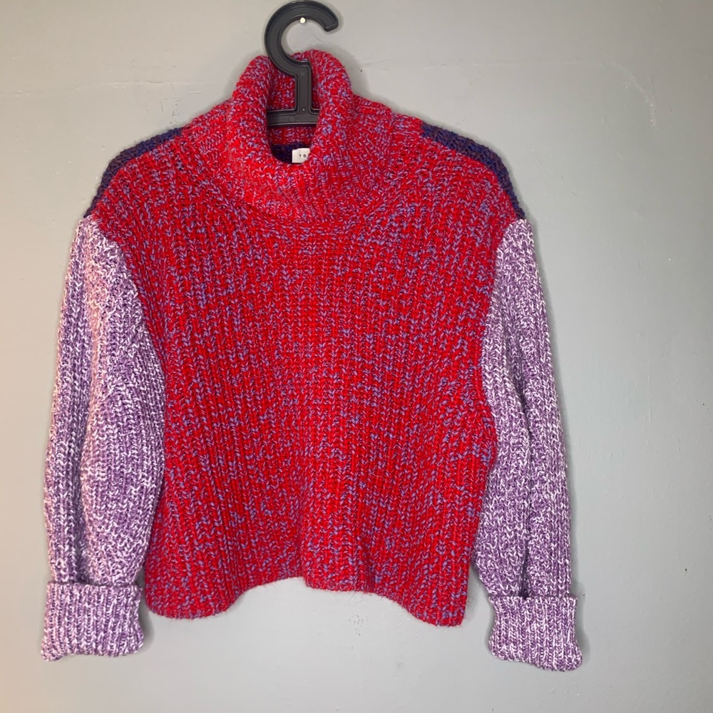Top shop crop color block turtle neck sweater size 8